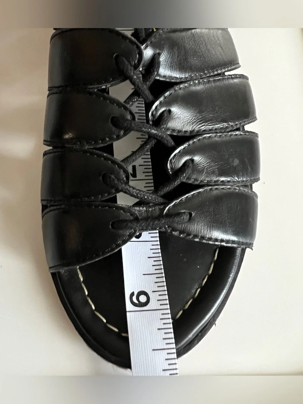 Bettye Muller Black Leather Gladiator Lace-Up Sandals 7.5